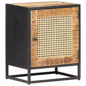 vidaXL Comodino 40x30x50 cm Legno di Mango Grezzo e Canna Naturale