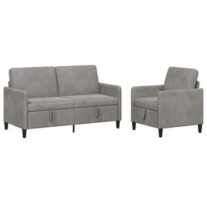 vidaXL Set di Divani con Storage 2 pz Grigio Chiaro Poliestere