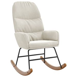 vidaXL Sedia a Dondolo in Velluto Crema Bianco