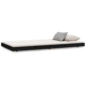 vidaXL Giroletto Nero 100x200 cm in Legno Massello di Pino
