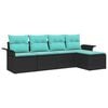 vidaXL Set Divano da Giardino con cuscino 5 pcs Nero polyrattan
