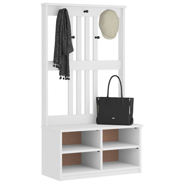 vidaXL Albero da Ingresso SANDNES Bianco 87x40x159,5 cm Legno di Pino