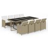vidaXL Set da Pranzo da Giardino 9 pz con Cuscini in Polyrattan Beige