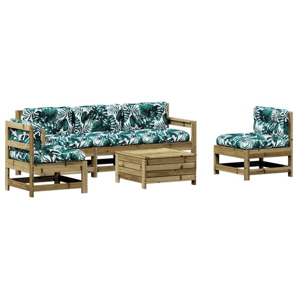 vidaXL Set Divani da Giardino 6pz con Cuscini Legno Impregnato di Pino