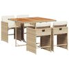 vidaXL Set da Pranzo da Giardino 5 pz con Cuscini Beige in Polyrattan