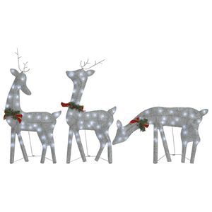 vidaXL Famiglia Renne Natalizie 270x7x90 cm Rete Argento Bianco Freddo