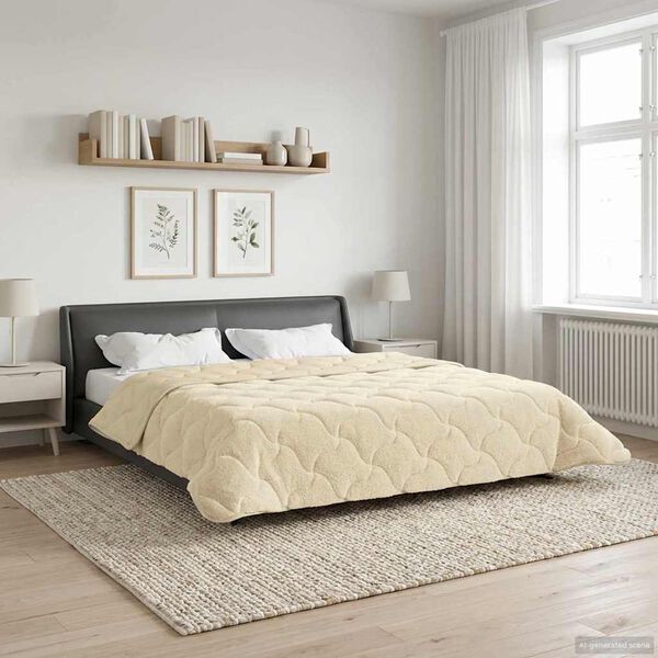 vidaXL Duvet Estivo Crema 220 x 240 cm Microfibra e Fleece Teddy