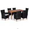 vidaXL Set da Pranzo da Giardino 7 pz in Polyrattan Nero e Marrone