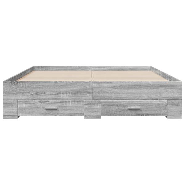 vidaXL Giroletto Cassetti Grigio Sonoma 140x200 cm Legno Multistrato