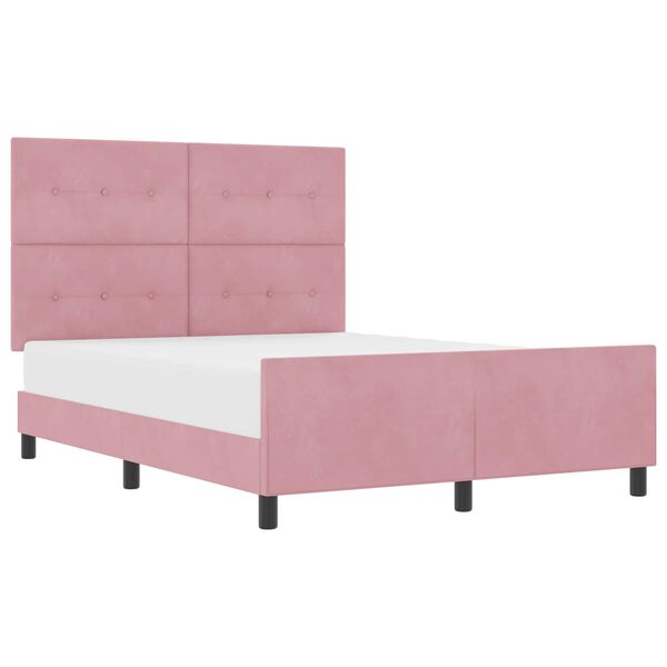 vidaXL Letto a molle con testiera Rosa 140 x 200 cm Velluto