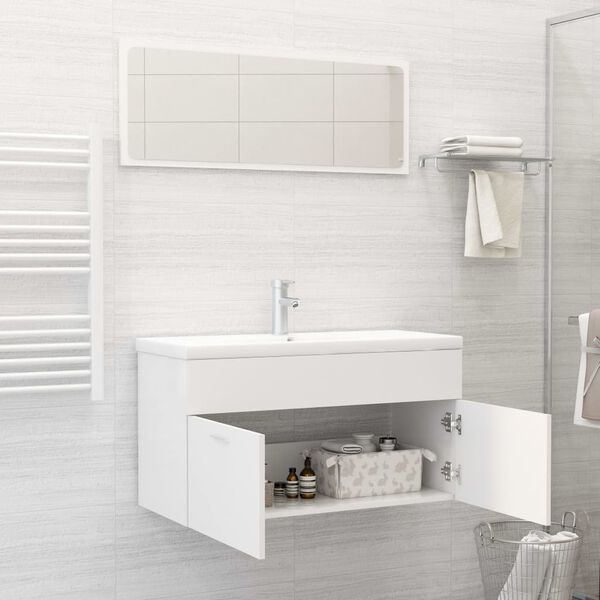 vidaXL Set Mobili da Bagno Bianco in Truciolato
