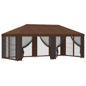 vidaXL Gazebo da giardino con pareti laterali 6 x 3 m Marrone