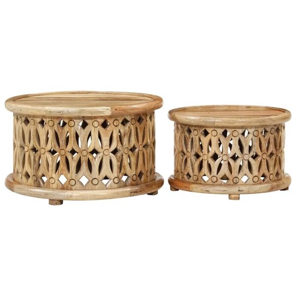 vidaXL Set Tavolini da Salotto 2 pz in Legno Massello di Mango