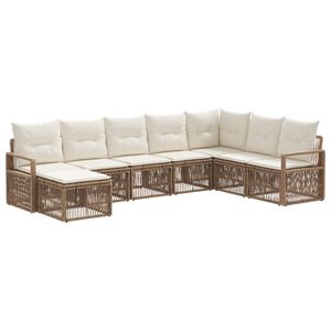 vidaXL Set Divano da Giardino 8 pcs Beige polyrattan