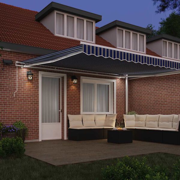 vidaXL Tenda Retrattile Blu e Bianco 450 × 300 cm