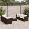 vidaXL Set Divani da Giardino 7 pz con Cuscini in Polyrattan Marrone