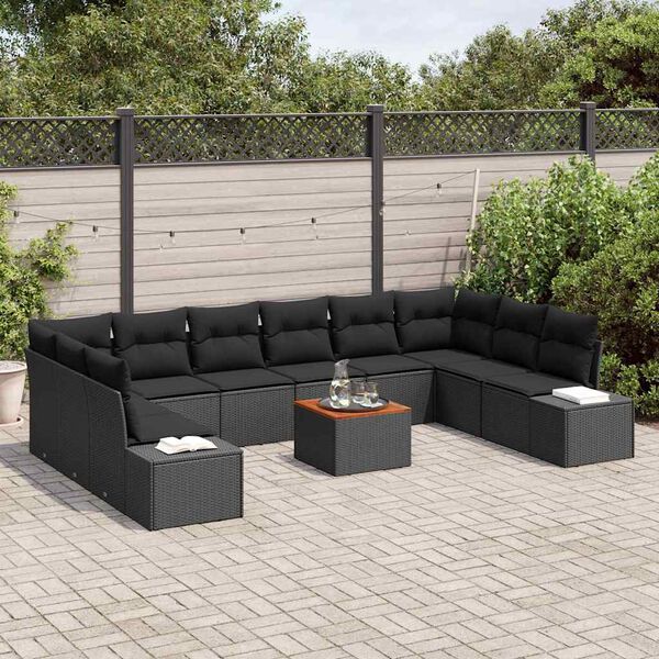 vidaXL Set Divano da Giardino 11 pcs Nero