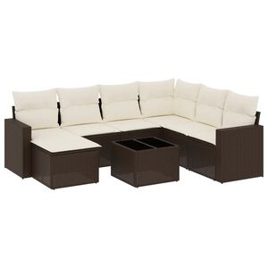 vidaXL Set Divani da Giardino 8 pz con Cuscini Marrone in Polyrattan