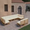 vidaXL Set Salotto Giardino e Cuscini 9 pz Legno Massello Pino Ambra