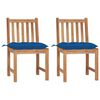 vidaXL Sedie da Giardino 2 pz con Cuscini in Legno Massello di Teak