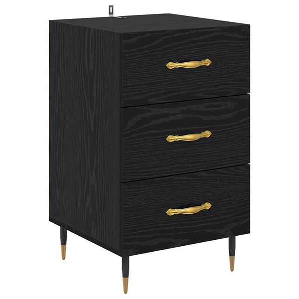 vidaXL Armadio da Notte Rovere Nero 40 x 40 x 66 cm Legno multistrato