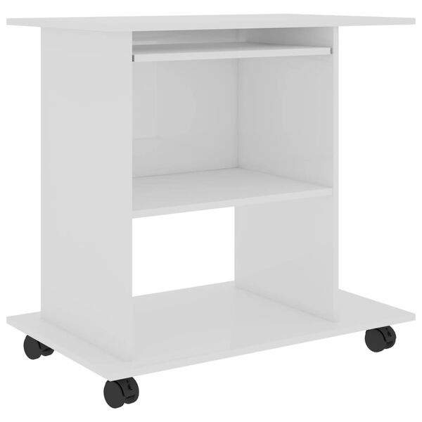 vidaXL Scrivania Computer Bianco Lucido 80x50x75 cm Legno Multistrato