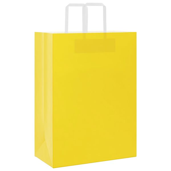 vidaXL Sacchetti di Carta 50 pz con Manici Gialli 32x17x44 cm