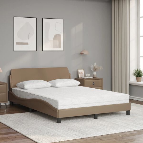 vidaXL Letto con Materasso Dover Cappuccino 140x200cm Similpelle