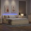 vidaXL Letto con luci a strisce a LED Crema 180 x 200 cm Tessuto