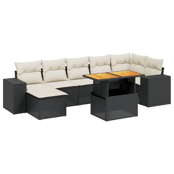 vidaXL Set Divani da Giardino con Cuscini 8 pz Nero in Polyrattan