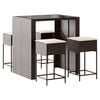 vidaXL Set Bar da Giardino 5 pz con Cuscini in Polyrattan Marrone