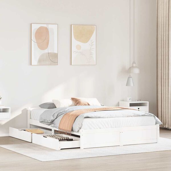 vidaXL Letto senza Materasso Bianco 135x190 cm Legno Massello di Pino