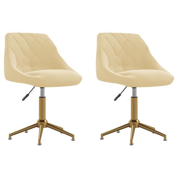 vidaXL Sedie da Pranzo Girevoli 2 pz Crema in Velluto