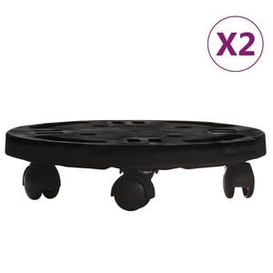 vidaXL Carrelli per Piante con Ruote 2 pz Diametro 30 cm Neri 170 kg
