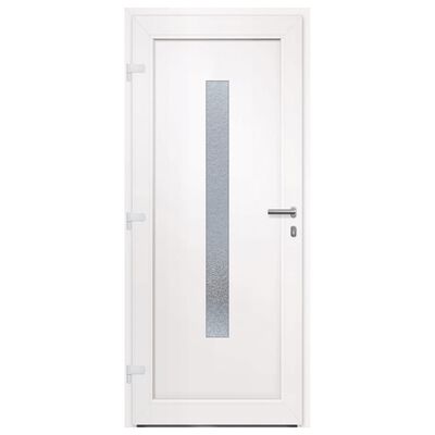 Porta Ingresso In PVC Bianca 88x200 Cm - Con Vetro, 5 Serrature, Sicurezza Rinforzata