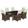 vidaXL Set da Pranzo da Giardino 7pz con Cuscini in Polyrattan Marrone