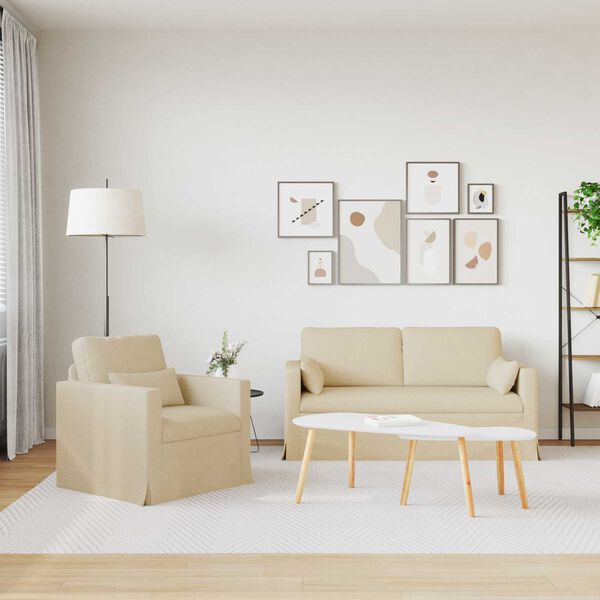 vidaXL Divano 2 pcs Crema 158 x 78 x 80 cm Tessuto