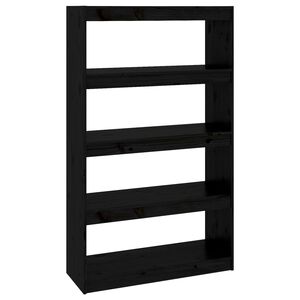 vidaXL Libreria/Divisorio Nero 80x30x135,5cm in Legno Massello di Pino