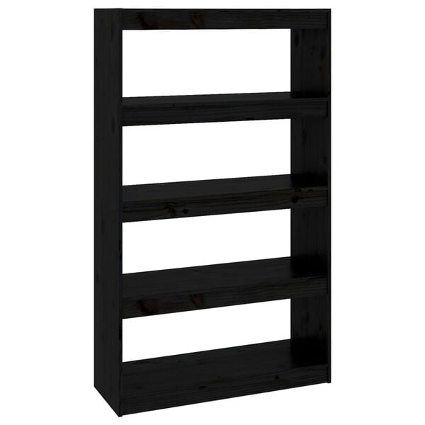 vidaXL Libreria/Divisorio Nero 80x30x135,5cm in Legno Massello di Pino