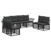 vidaXL Set di divani da esterno 8 pcs Nero e Grigio scuro Poliestere