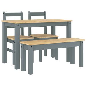 vidaXL Set da Pranzo 4 pz PANAMA Grigio in Legno Massello di Pino
