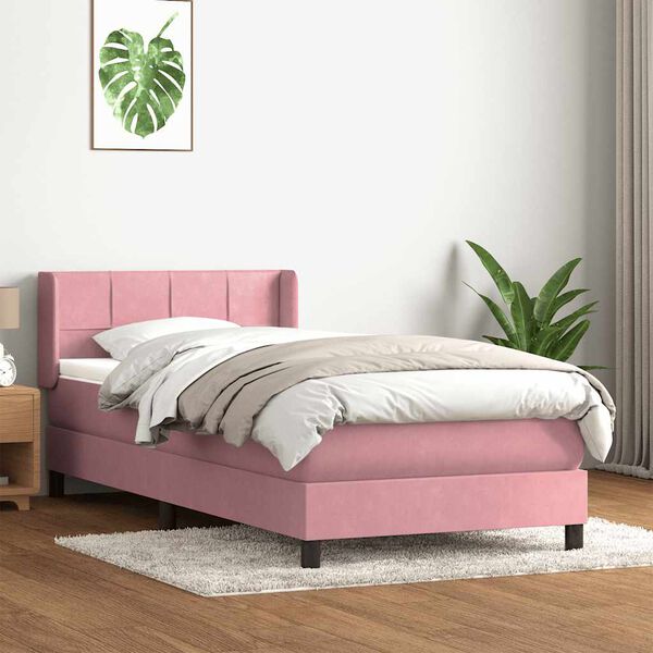 vidaXL Giroletto a Molle con Materasso Rosa 90x220 cm Velluto
