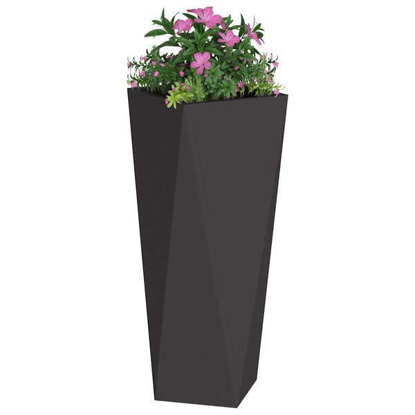 vidaXL Fioriera 2 pcs Nero 30 x 30 x 75 cm Acciaio