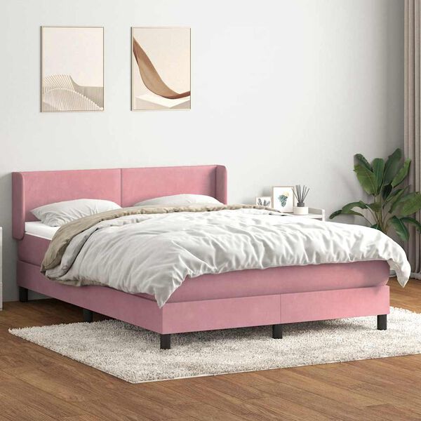 vidaXL Giroletto a Molle con Materasso Rosa 160x220 cm in Velluto