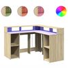 vidaXL Scrivania con Luci LED Rovere Sonoma 130x130x91cm in Truciolato
