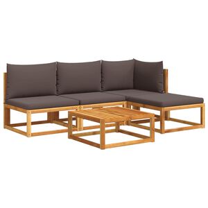 vidaXL Set di divani da giardino 5 pezzi con cuscini in legno di acacia e rattan