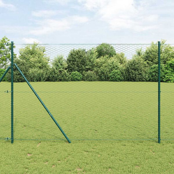 vidaXL Recinzione Esagonale Verde 1.6 x 50 m Acciaio