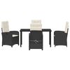 vidaXL Set da Pranzo per Giardino con cuscino 5 pcs Nero polyrattan