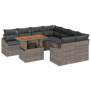 vidaXL Set Divano da Giardino 9 pz Grigio e Marrone