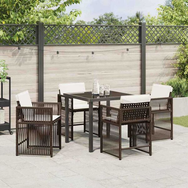vidaXL Set da Pranzo per Giardino 5 pcs Marrone polyrattan